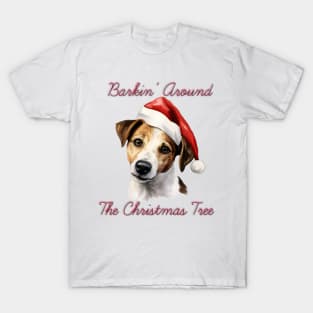 Christmas Jack Russel Terrier Dog in Santa Hat T-Shirt